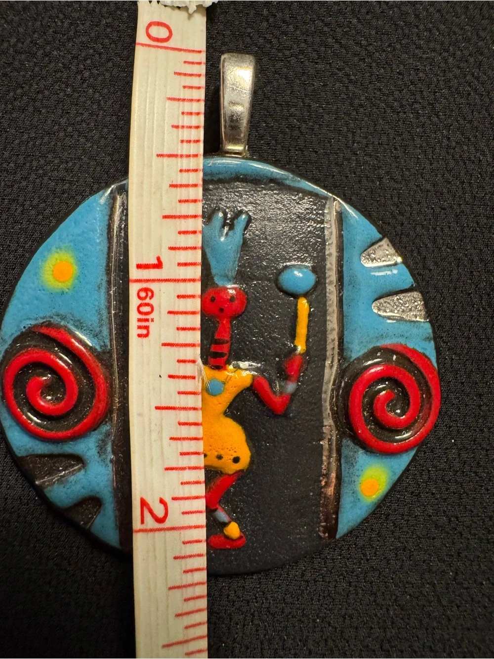 Signed Artisan Ceramic Pendant Modern Folk Art Dancing Woman